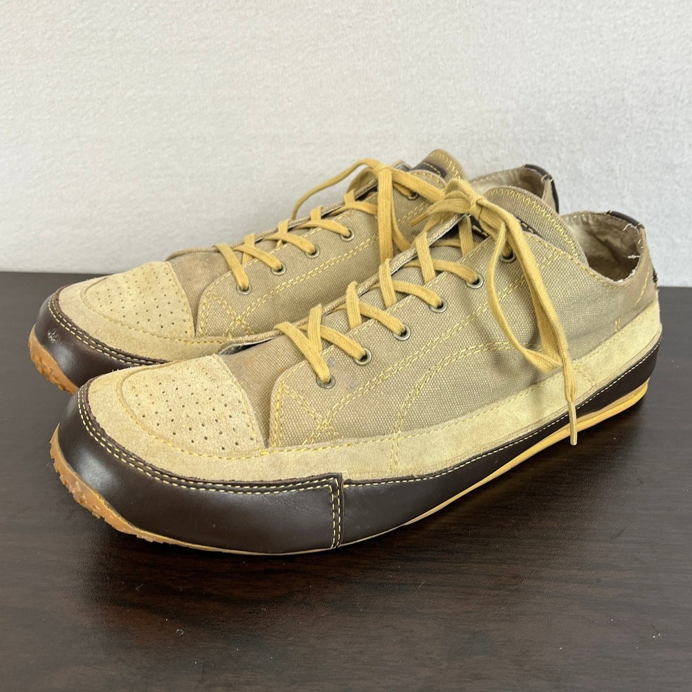 Orvis Mens Canvas Leather Low Top Sneakers Tan Brown Size 12 US Casual Shoes